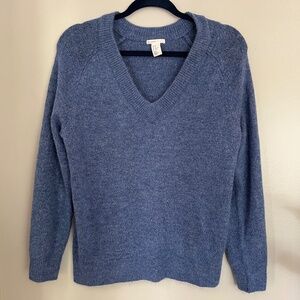 H&M Blue Oversized V-Neck Sweater Size XS
